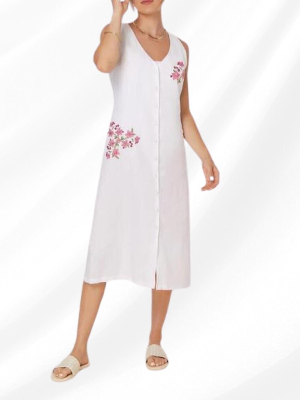 Andie x Fanm Mon Anamur White Linen Button-Up Dress Size XL
